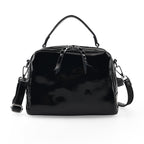 Milan Closeout- Premium Genuine Leather Top Handle Bowling Bag - Black_8569543