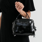 Milan Closeout- Premium Genuine Leather Top Handle Bowling Bag - Black_8569543_2