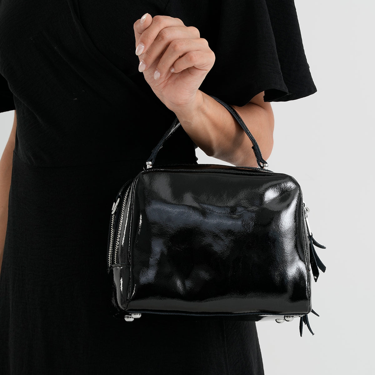 Milan Closeout- Premium Genuine Leather Top Handle Bowling Bag - Black 8569543 3
