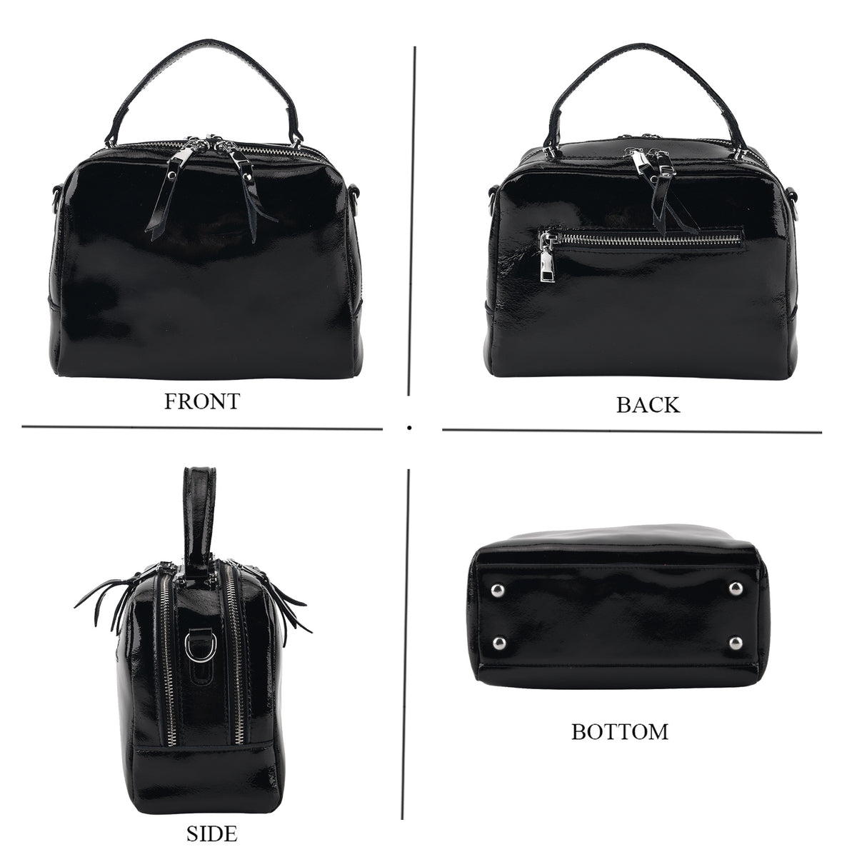 Milan Closeout- Premium Genuine Leather Top Handle Bowling Bag - Black 8569543 4