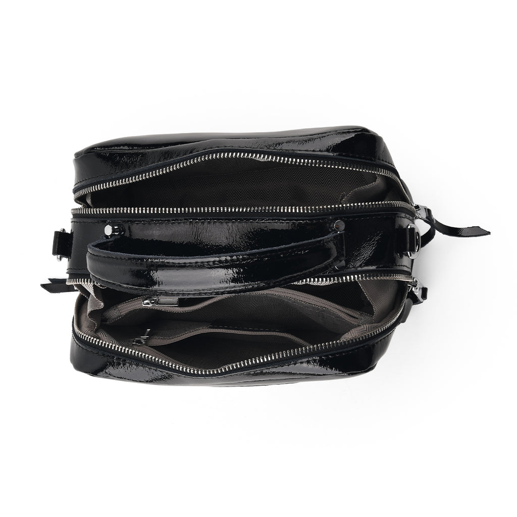 Milan Closeout- Premium Genuine Leather Top Handle Bowling Bag - Black_8569543_4