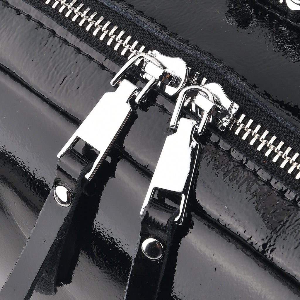 Milan Closeout- Premium Genuine Leather Top Handle Bowling Bag - Black_8569543_5