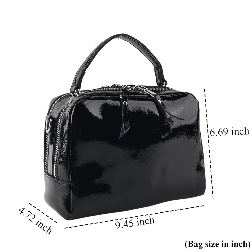 Milan Closeout- Premium Genuine Leather Top Handle Bowling Bag - Black_8569543_6
