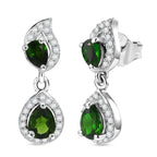 D'Joy - Natural Chrome Diopside & White Zircon Dangling Earring with Push Post in Platinum Overlay Sterling Silver 1.33 Ct._8569828