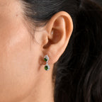 D'Joy - Natural Chrome Diopside & White Zircon Dangling Earring with Push Post in Platinum Overlay Sterling Silver 1.33 Ct._8569828_1