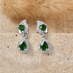 D'Joy - Natural Chrome Diopside & White Zircon Dangling Earring with Push Post in Platinum Overlay Sterling Silver 1.33 Ct._8569828_2