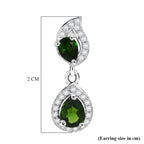 D'Joy - Natural Chrome Diopside & White Zircon Dangling Earring with Push Post in Platinum Overlay Sterling Silver 1.33 Ct._8569828_5