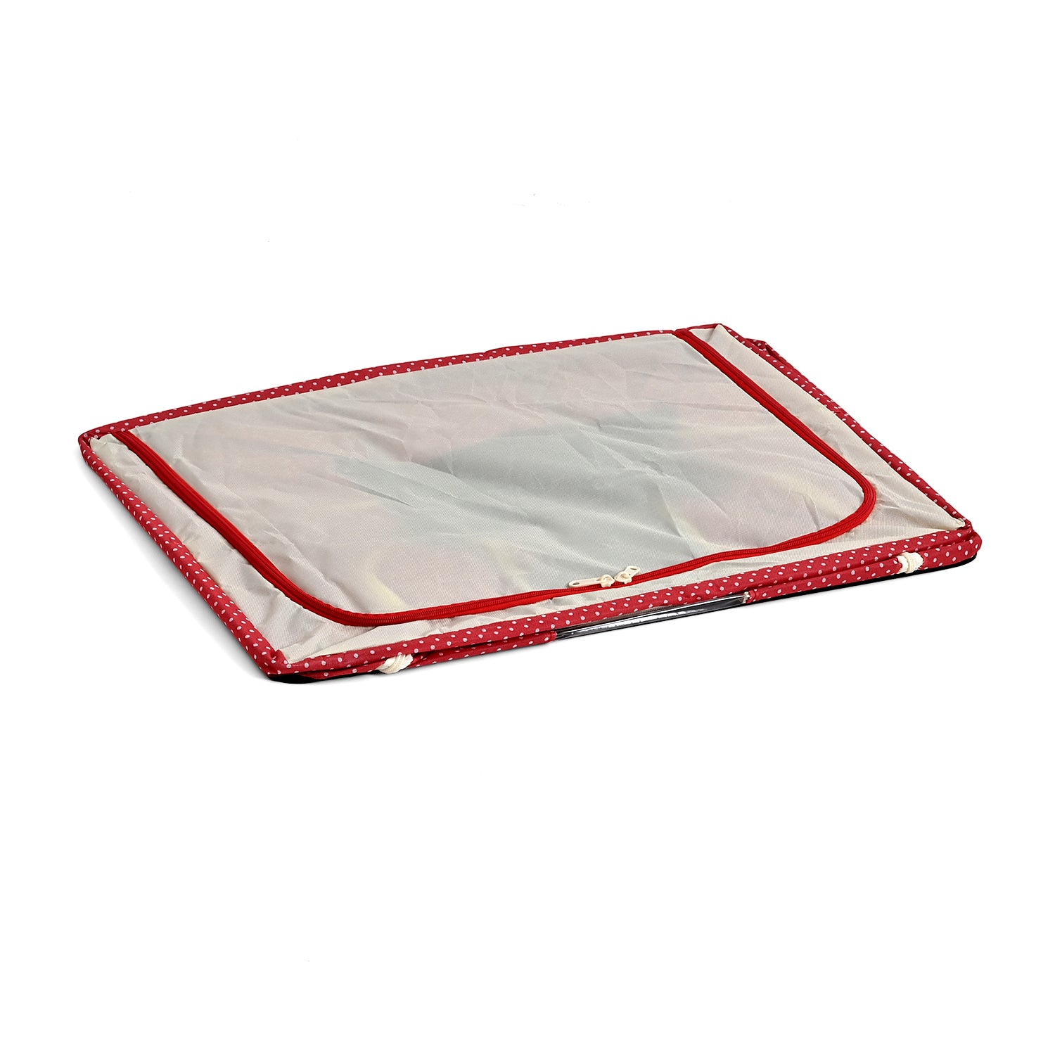 Polka Dot Foldable Steel Frame Clothes Organizer with Clear Window &amp; Dual Zippers (60x42x39cm) - Red 8569835 4