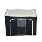Polka Dot Foldable Steel Frame Clothes Organizer with Clear Window & Dual Zippers (60x42x39cm) - Navy Dot_8569836