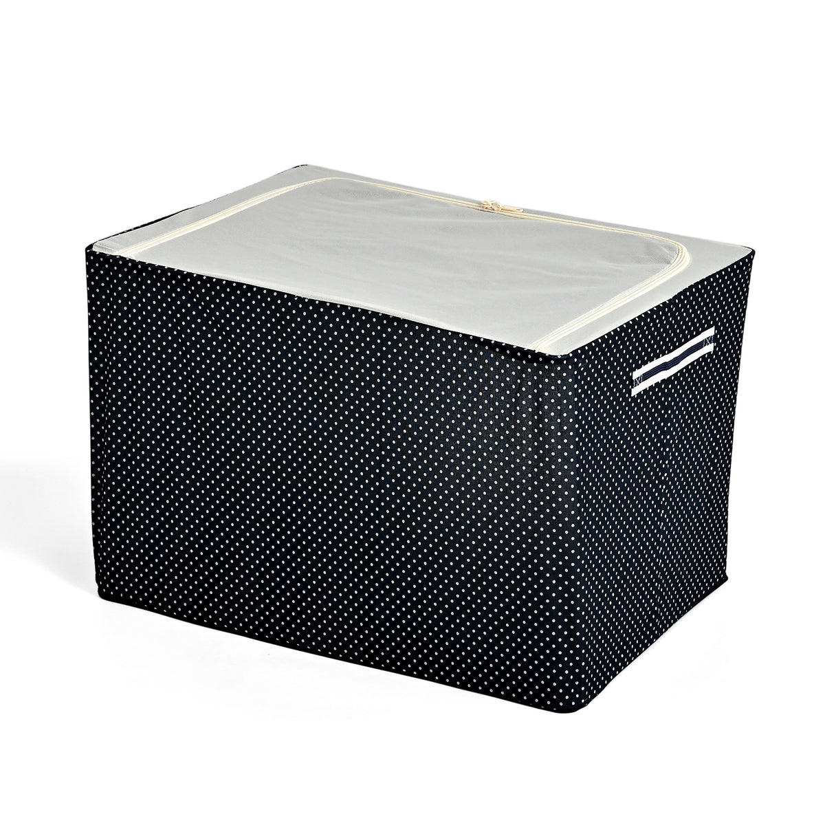 Polka Dot Foldable Steel Frame Clothes Organizer with Clear Window &amp; Dual Zippers (60x42x39cm) - Navy Dot V32527795 3