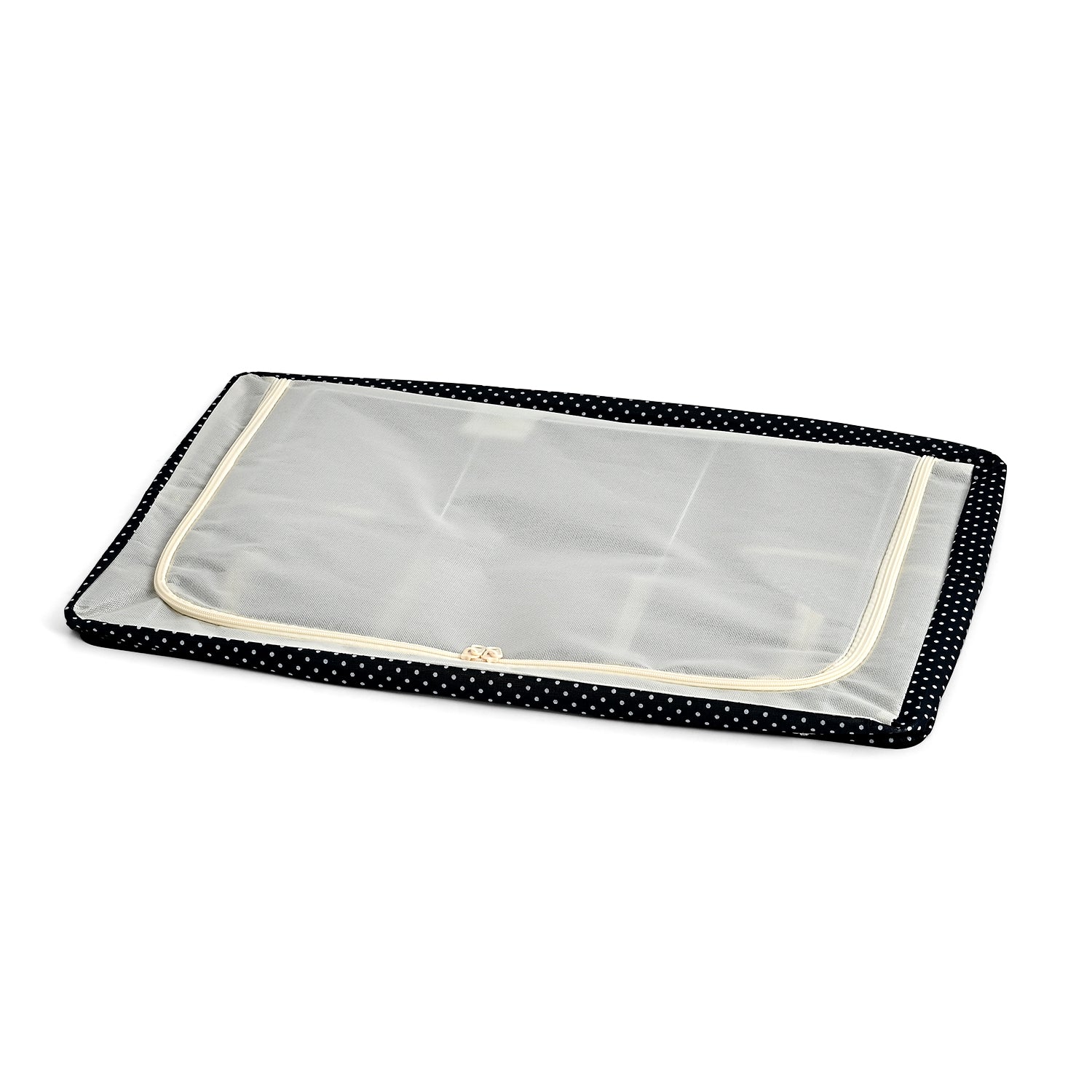 Polka Dot Foldable Steel Frame Clothes Organizer with Clear Window &amp; Dual Zippers (60x42x39cm) - Navy Dot V32527795 5