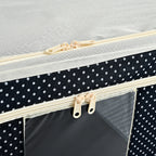 Polka Dot Foldable Steel Frame Clothes Organizer with Clear Window & Dual Zippers (60x42x39cm) - Navy Dot_8569836_5