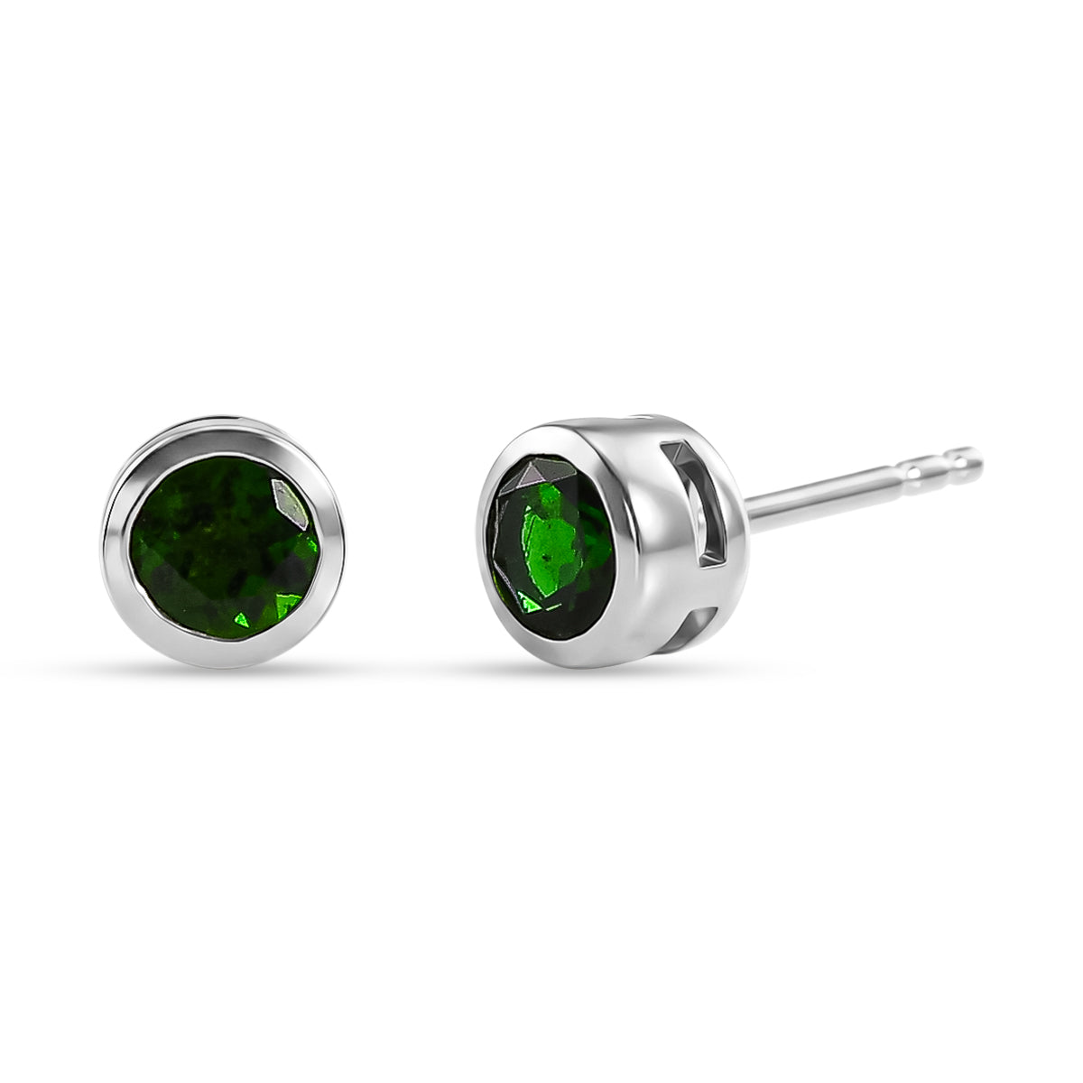 D'Joy - Natural Chrome Diopside Stud Earring with Push Post in Platinum Overlay Sterling Silver 8569845 0