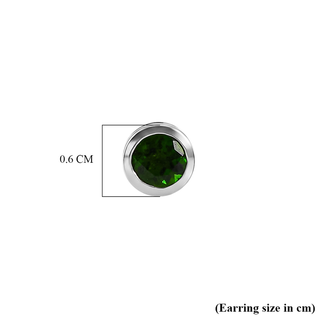 D'Joy - Natural Chrome Diopside Stud Earring with Push Post in Platinum Overlay Sterling Silver_8569845_4