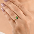 D'Joy - Natural Chrome Diopside & White Zircon Ring in Yellow Gold Plated Sterling Silver 1.00 Ct._8569848_1