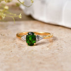 D'Joy - Natural Chrome Diopside & White Zircon Ring in Yellow Gold Plated Sterling Silver 1.00 Ct._8569848_2