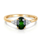 D'Joy - Natural Chrome Diopside & White Zircon Ring in Yellow Gold Plated Sterling Silver 1.00 Ct._8569855