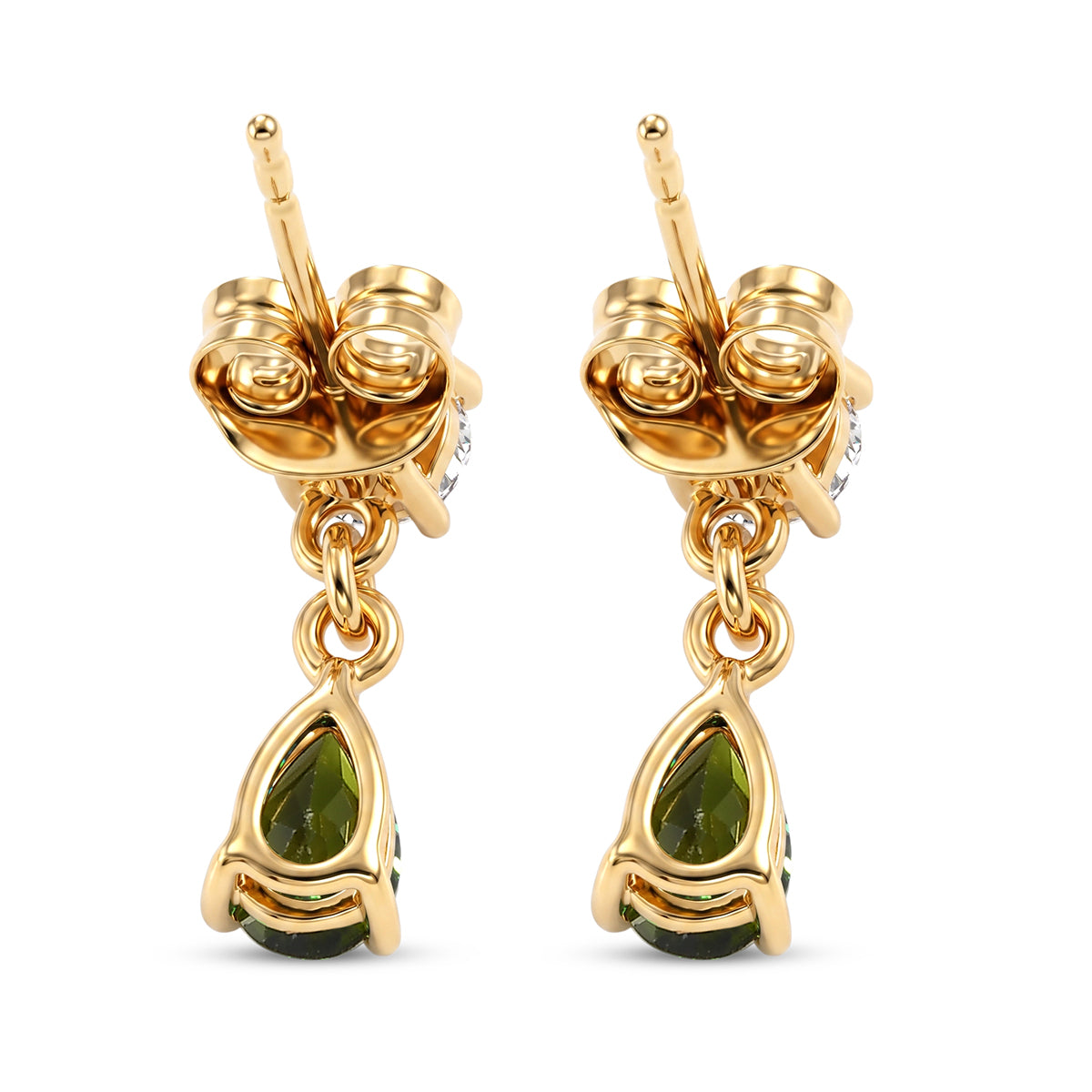D'Joy - Natural Chrome Diopside &amp; Moissanite Dangling Earring with Push Post in Yellow Gold Plated Sterling Silver 1.36 Ct. V32514580 5