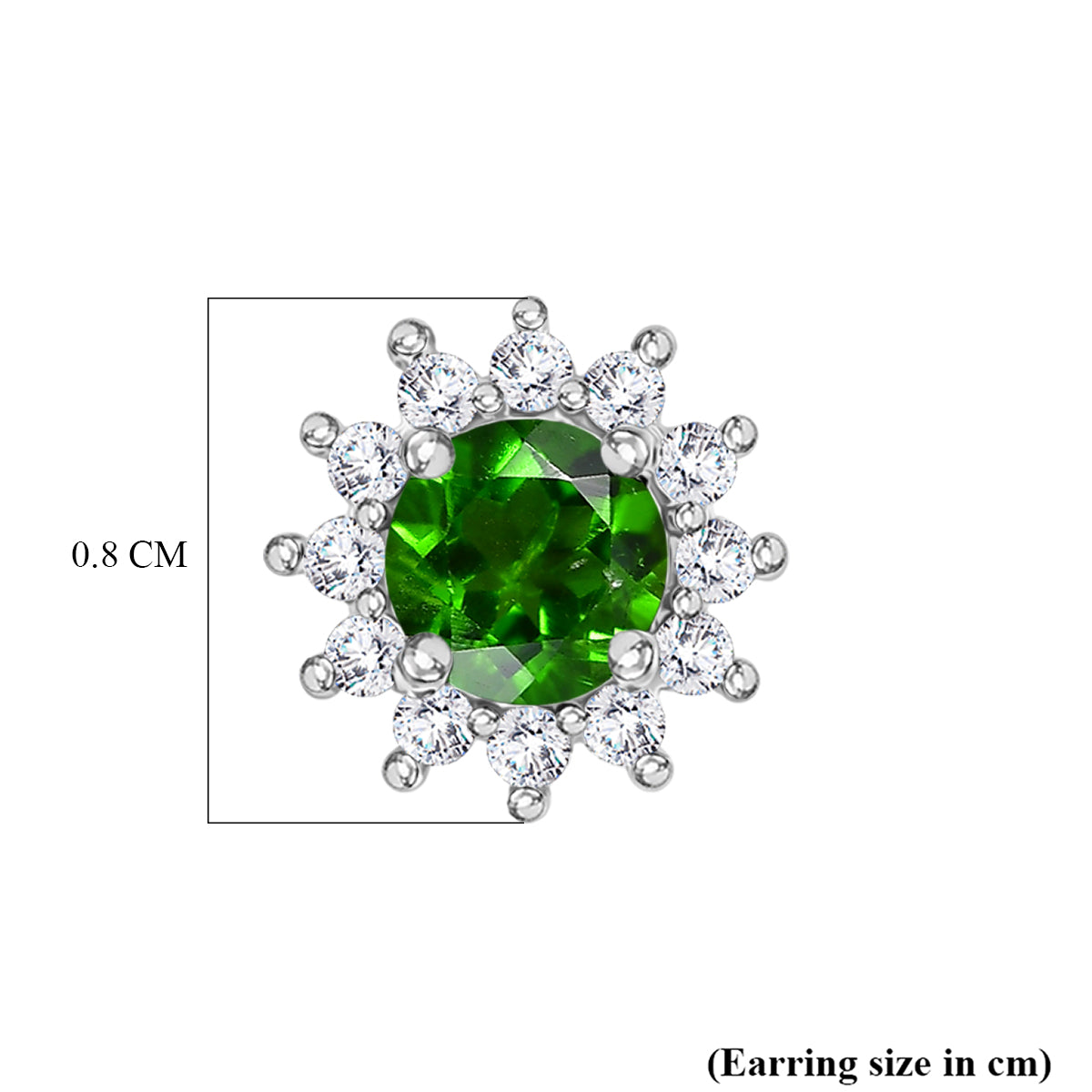 D'Joy - Natural Chrome Diopside &amp; White Zircon Halo Earring with Push Post in Platinum Overlay Sterling Silver 1.10 Ct. V32519557 5