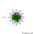 D'Joy - Natural Chrome Diopside & White Zircon Halo Earring with Push Post in Platinum Overlay Sterling Silver 1.10 Ct._8569930_4