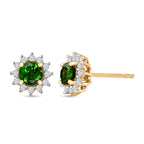 D'Joy - Natural Chrome Diopside & White Zircon Halo Earring with Push Back in Yellow Gold Plated Sterling Silver 1.10 Ct._8569931