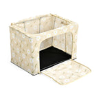 Floral Print Foldable Steel Frame Clothes Organizer with Clear Window & Dual Zippers (60x42x39cm) - Beige_8569946_3