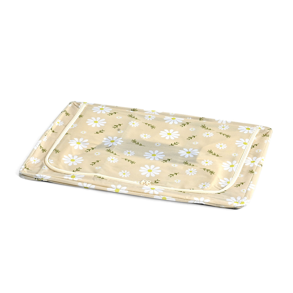 Floral Print Foldable Steel Frame Clothes Organizer with Clear Window & Dual Zippers (60x42x39cm) - Beige_8569946_4