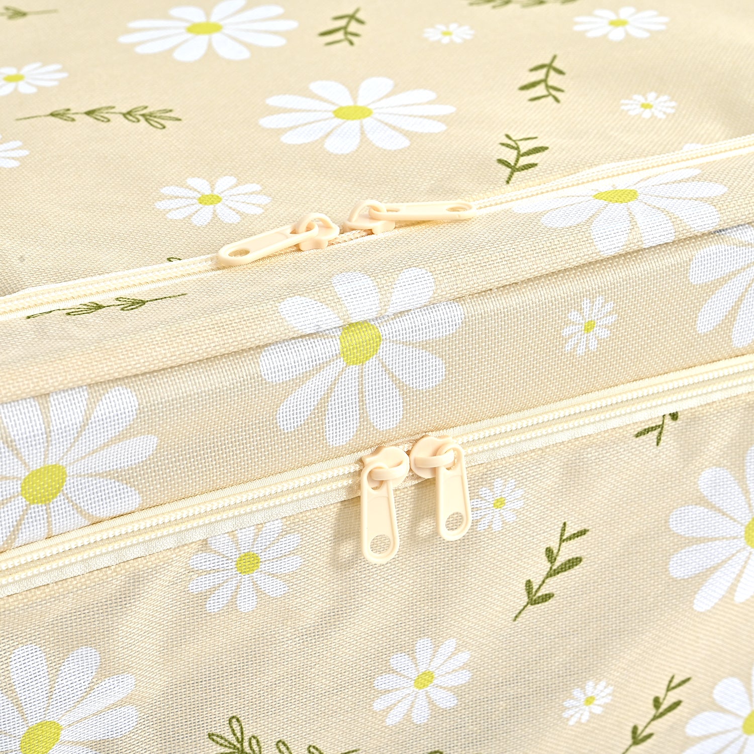 Floral Print Foldable Steel Frame Clothes Organizer with Clear Window &amp; Dual Zippers (60x42x39cm) - Beige 8569946 5