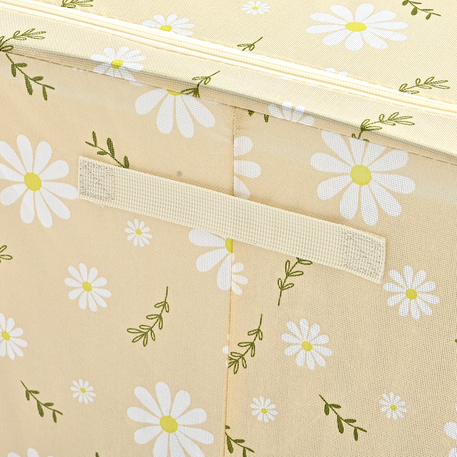 Floral Print Foldable Steel Frame Clothes Organizer with Clear Window &amp; Dual Zippers (60x42x39cm) - Beige 8569946 6