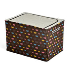 Multi-icon Print Foldable Steel Frame Clothes Organizer with Clear Window & Dual Zippers (60x42x39cm) - Brown Bear_8569961_2