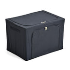 Foldable Steel Frame Clothes Organizer with Clear Window & Dual Zippers (60x42x39cm) - Dark Grey_8569963_1
