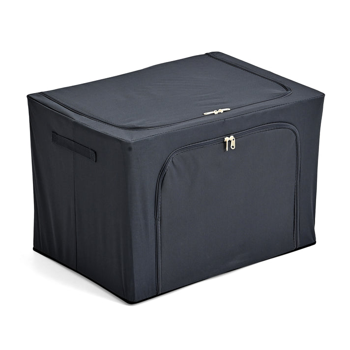 Foldable Steel Frame Clothes Organizer with Clear Window &amp; Dual Zippers (60x42x39cm) - Dark Grey 8569963 2