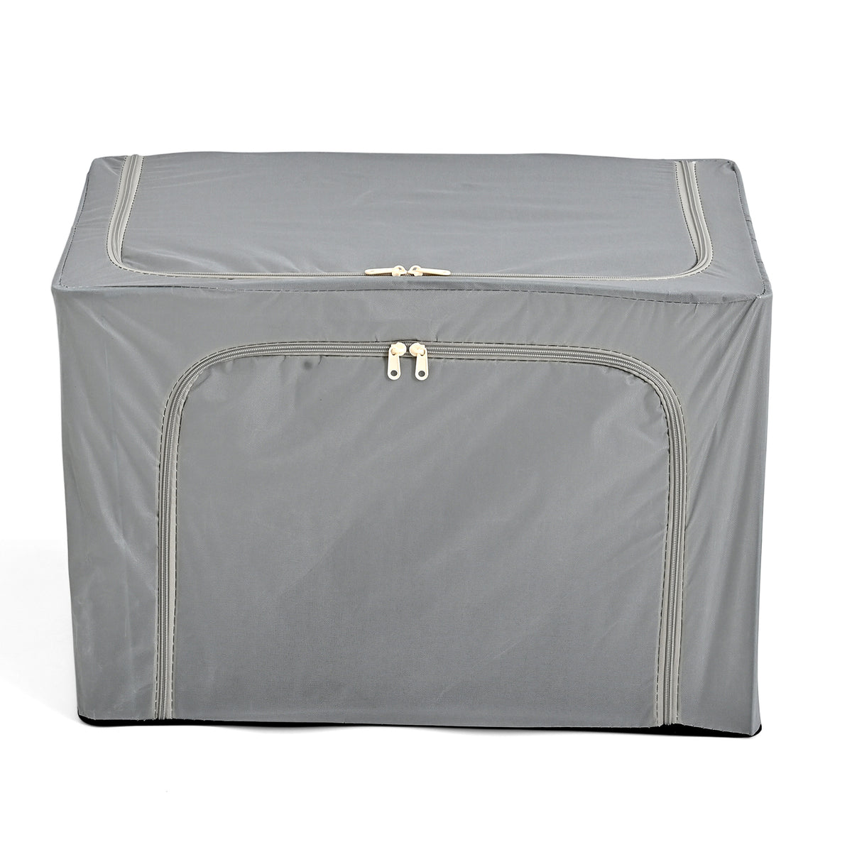 Foldable Steel Frame Clothes Organizer with Clear Window &amp; Dual Zippers (60x42x39cm) - Light Grey V32517679 0