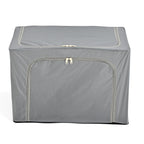 Foldable Steel Frame Clothes Organizer with Clear Window & Dual Zippers (60x42x39cm) - Light Grey_8569975