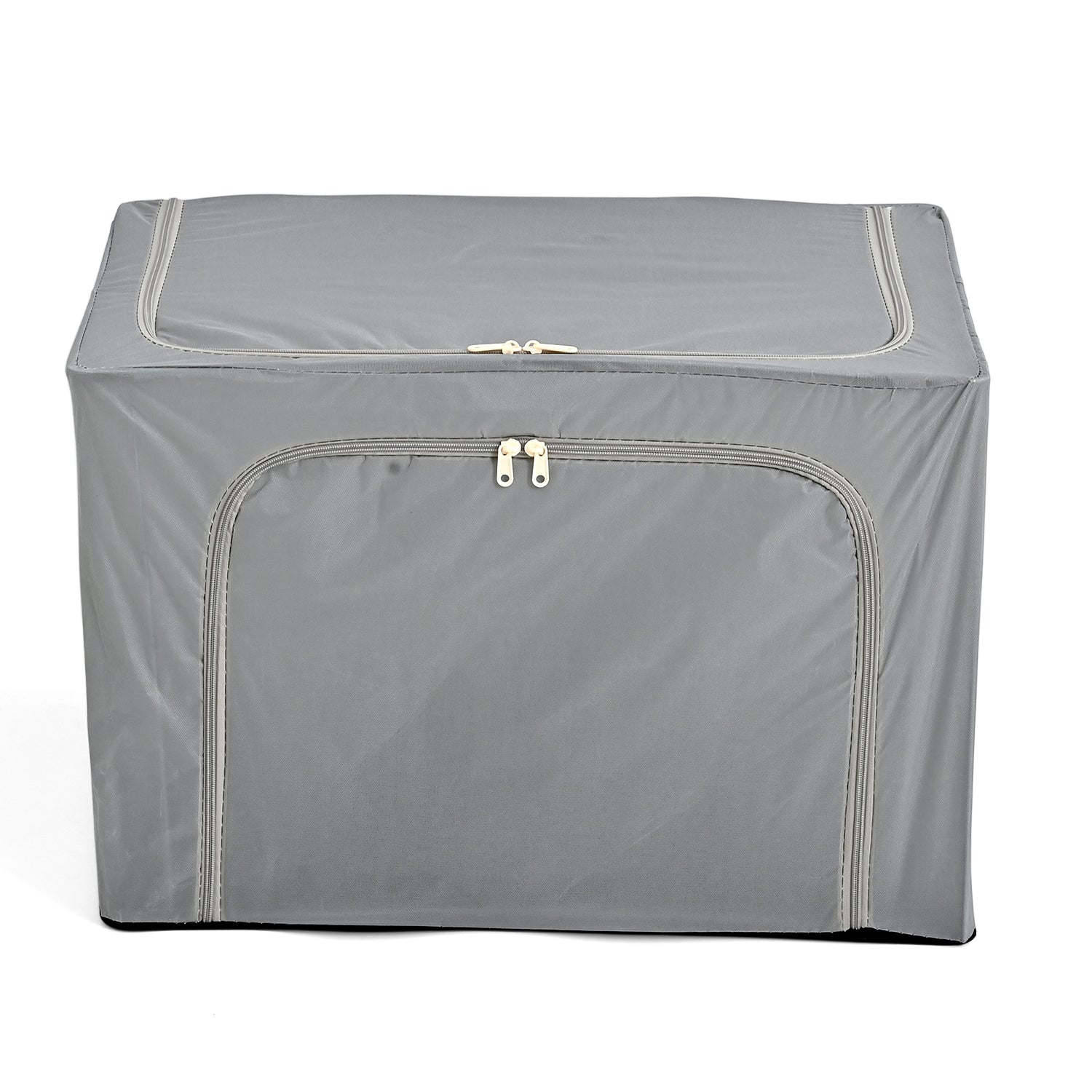Foldable Steel Frame Clothes Organizer with Clear Window &amp; Dual Zippers (60x42x39cm) - Light Grey V32517679 0