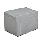 Foldable Steel Frame Clothes Organizer with Clear Window & Dual Zippers (60x42x39cm) - Light Grey_8569975_1