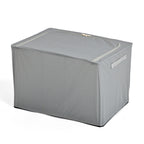 Foldable Steel Frame Clothes Organizer with Clear Window & Dual Zippers (60x42x39cm) - Light Grey_8569975_2