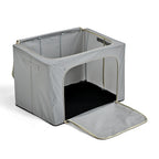 Foldable Steel Frame Clothes Organizer with Clear Window & Dual Zippers (60x42x39cm) - Light Grey_8569975_3