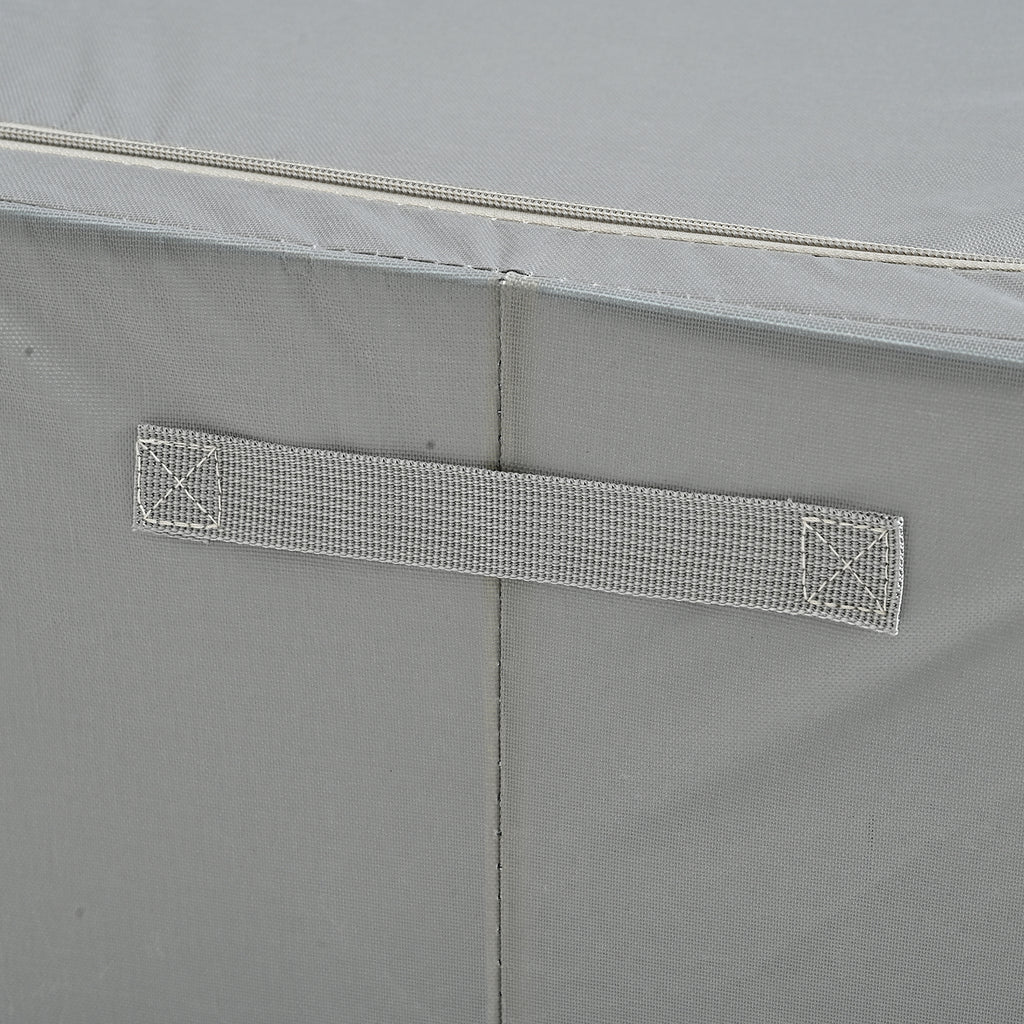 Foldable Steel Frame Clothes Organizer with Clear Window & Dual Zippers (60x42x39cm) - Light Grey_8569975_6