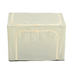 Foldable Steel Frame Clothes Organizer with Clear Window & Dual Zippers (60x42x39cm) - Cream_8569976