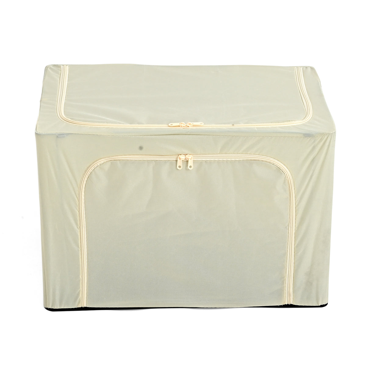 Foldable Steel Frame Clothes Organizer with Clear Window &amp; Dual Zippers (60x42x39cm) - Cream V32519096 0