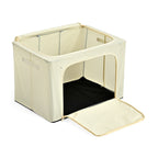 Foldable Steel Frame Clothes Organizer with Clear Window & Dual Zippers (60x42x39cm) - Cream_8569976_3