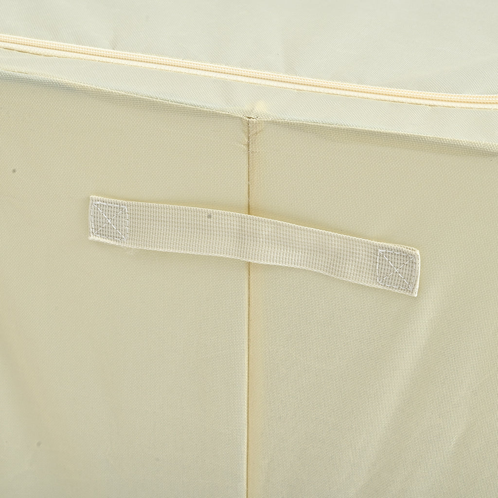 Foldable Steel Frame Clothes Organizer with Clear Window & Dual Zippers (60x42x39cm) - Cream_8569976_6