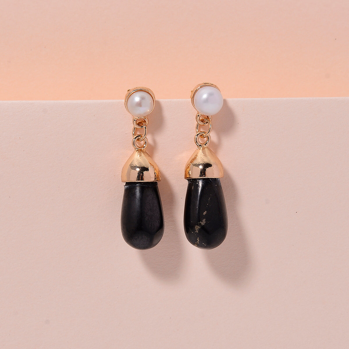 White Fresh Water Pearl &amp; Shungite Drop Earring with Push Backs 40.00 Ct. 8570313 3