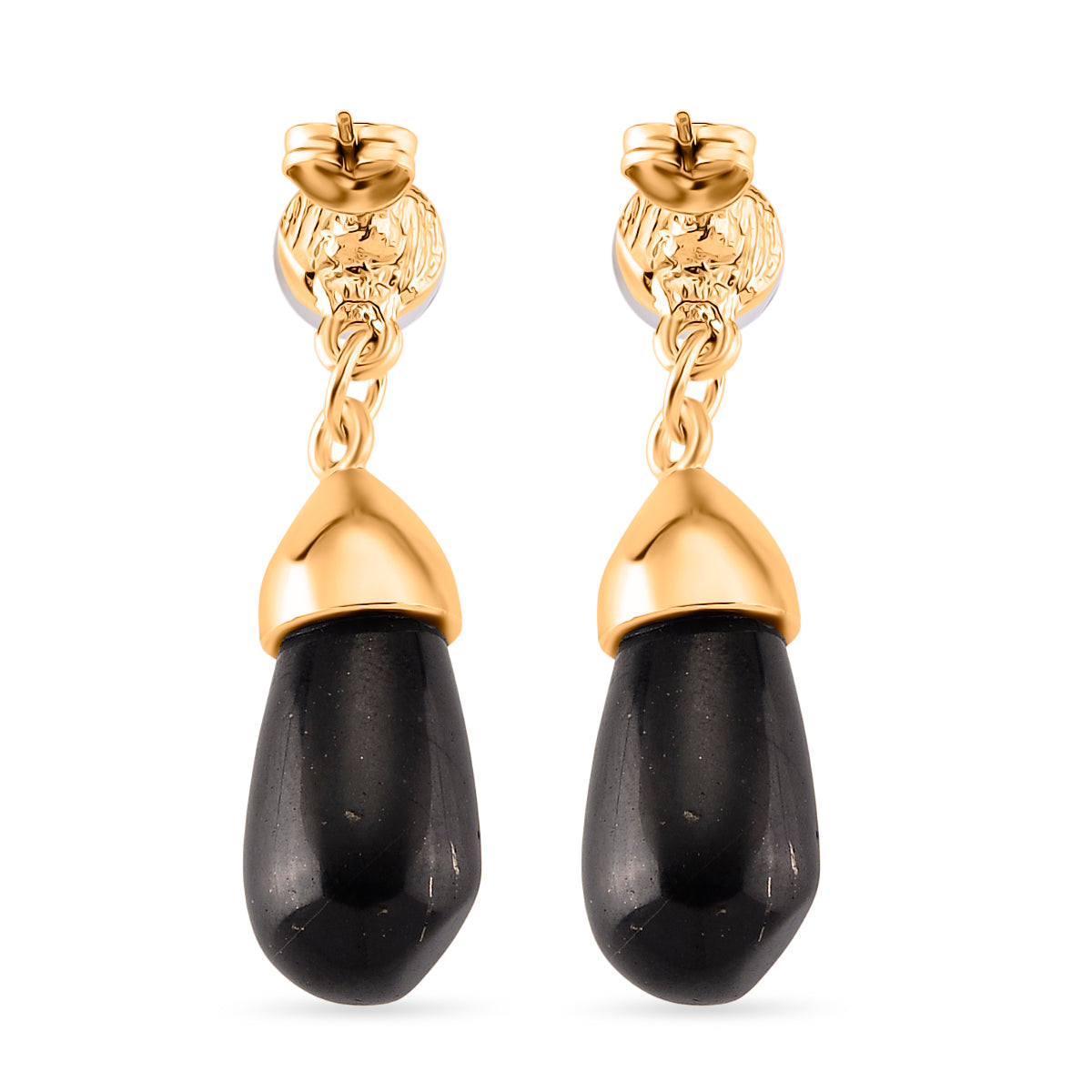 White Fresh Water Pearl &amp; Shungite Drop Earring with Push Backs 40.00 Ct. 8570313 5