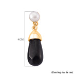 White Fresh Water Pearl & Shungite Drop Earring with Push Backs 40.00 Ct._8570313_5
