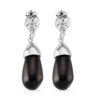 White Fresh Water Pearl & Shungite Drop Earring with Push Back in White Tone 40.00 Ct._8570373_4