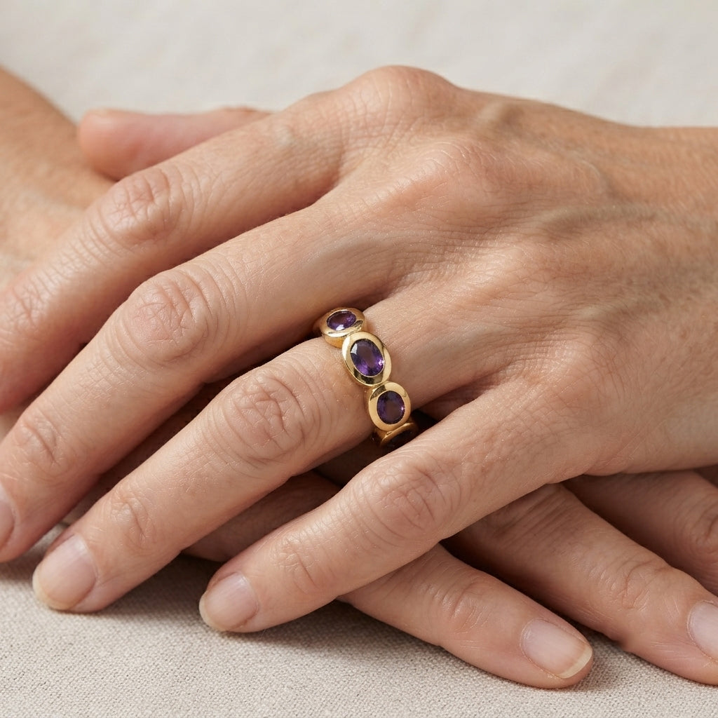 EverTrue African Amethyst Band Ring Pure Yellow Brass  4.068  Ct. 8570409 1