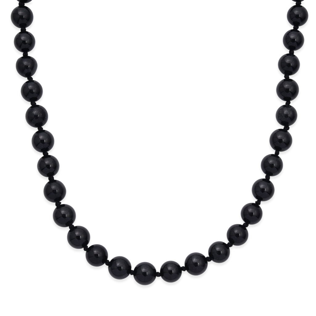 Natural Black Jade Beads Adjustable Necklace (Size - 20+2 Ext) in Rhodium Overlay Sterling Silver 340.00 Ct._8570535