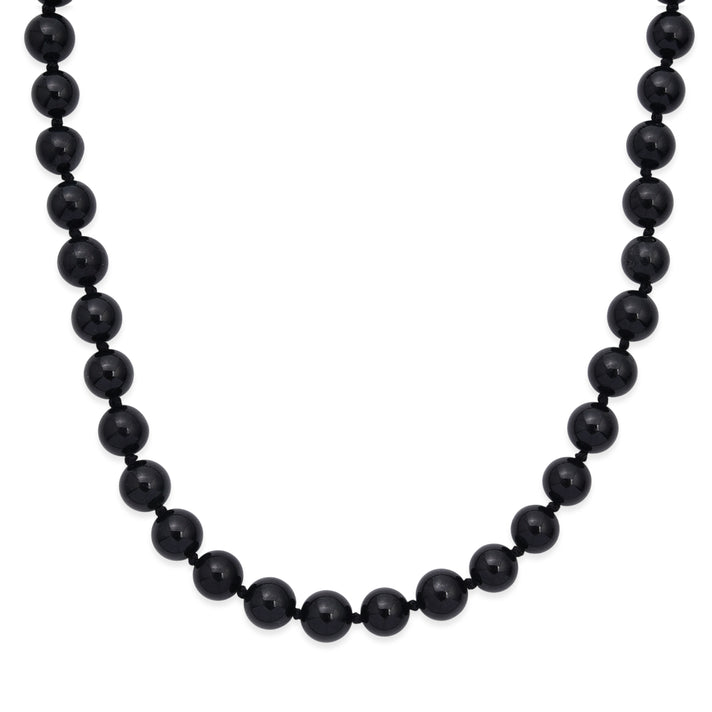 Natural Black Jade Beads Adjustable Necklace (Size - 20-2 Ext) in Rhodium Overlay Sterling Silver 340.00 Ct. 8570535 1